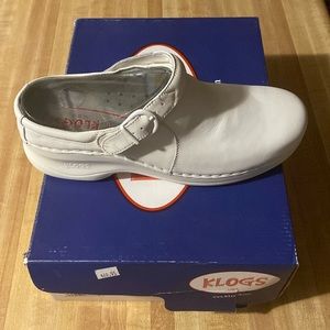 Klogs White Leather Mules